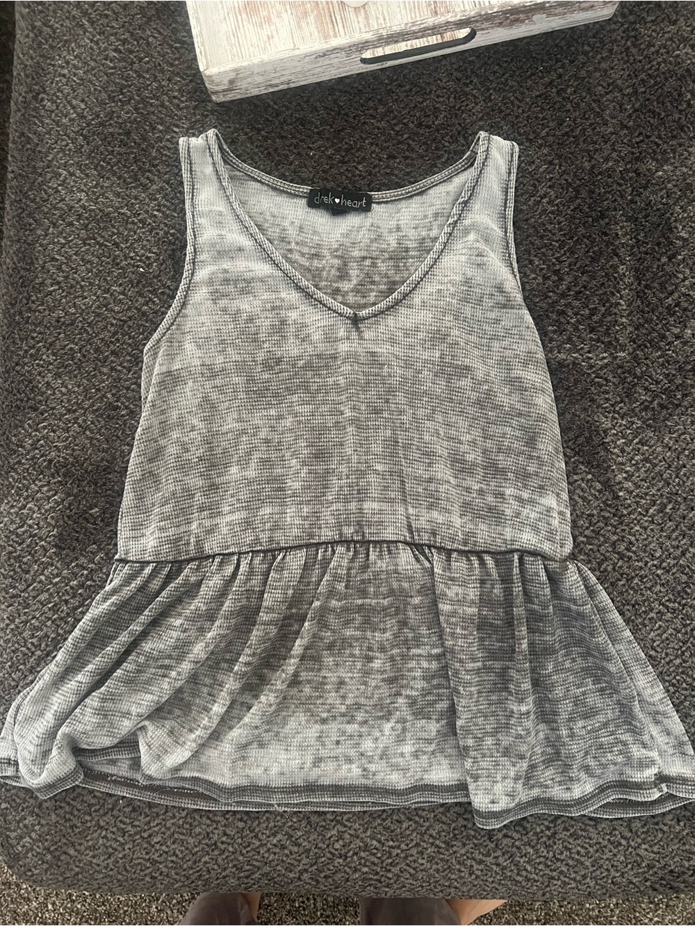 Gray Ribbed Peplum Tank